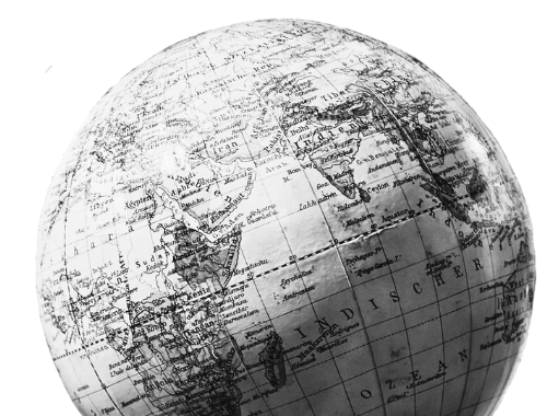 a vintage globe in monochrome