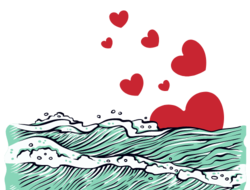 image of hearts coming from a stormy sea
