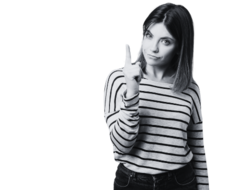 a young person pointing up, looking like they know a thing or two