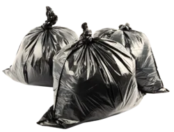 several bags of trash, ready to go out to where they belong