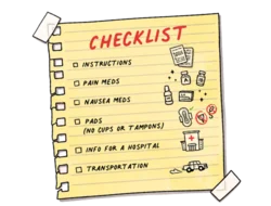 A checklist for preparing for an abortion