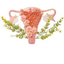 paper collage of a flowering uterus and fallopian tubes