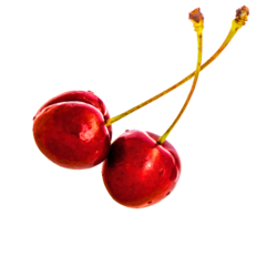 a couple of very juicy cherries